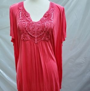 Live and let live short sleeve blouse, 2X